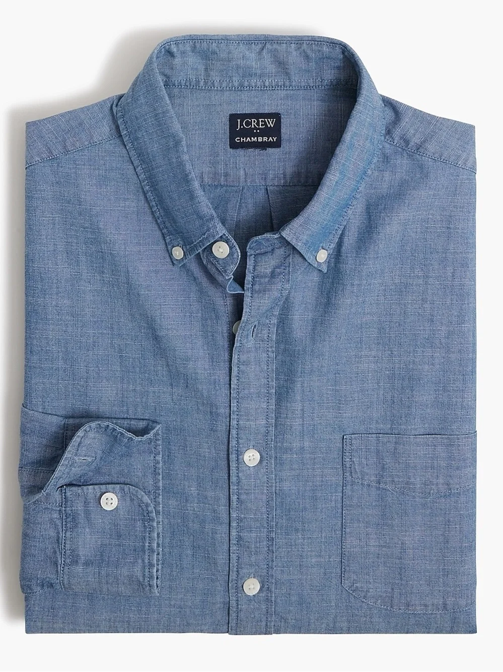 J. Crew Men's Light Blue Chambray Cotton Button-Down Shirt